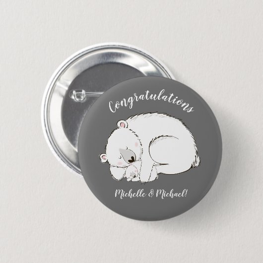 Polar Beer Winter Baby shower Ronde Button 5,7 Cm (Voorkant /achterkant)