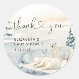 Polar Beer Winter Baby shower Ronde Sticker
