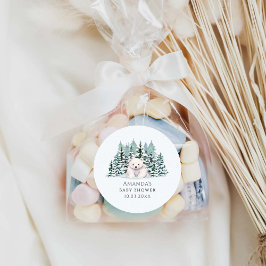 Polar Beer Winter Baby shower Ronde Sticker