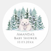 Polar Beer Winter Baby shower Ronde Sticker (Voorkant)