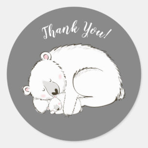 Polar Beer Winter Baby shower Ronde Sticker