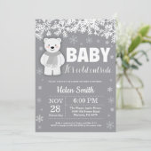 Polar Beer Winter Baby shower Snowflake Kaart (Staand voorkant)