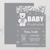Polar Beer Winter Baby shower Snowflake Kaart (Voorkant / Achterkant)