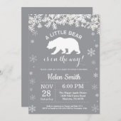 Polar Beer Winter Baby shower Snowflake Kaart (Voorkant / Achterkant)