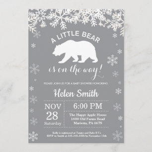 Polar Beer Winter Baby shower Snowflake Kaart