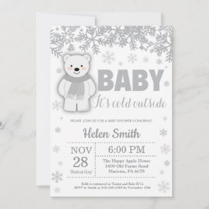 Polar Beer Winter Baby shower Snowflake Kaart