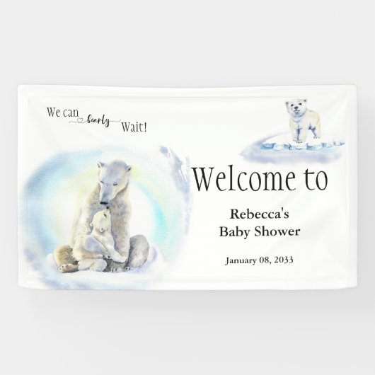 Polar Beer Winter Baby shower Welkom Spandoek (Horizontaal)