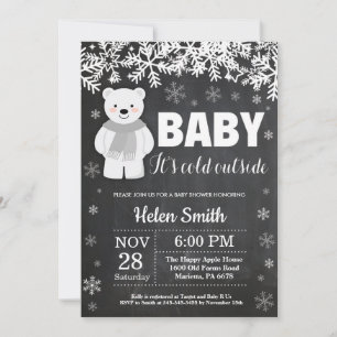 Polar Beer Winter Babyshower Krijtbord Kaart