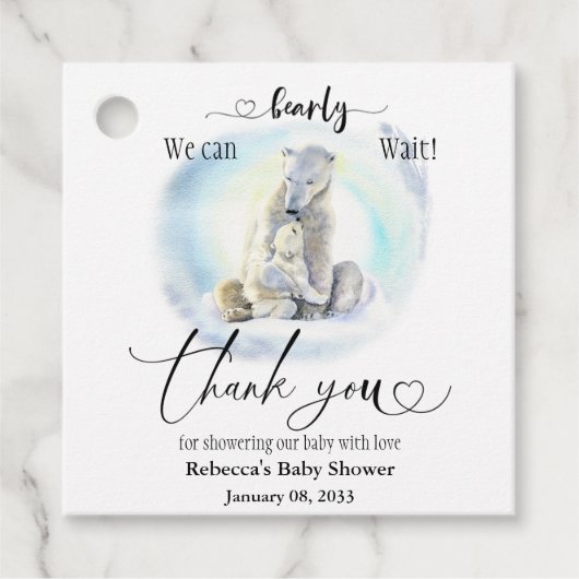 Polar Beer Winter Barly Wait Baby shower Gift Bedankjes Labels (Voorkant)