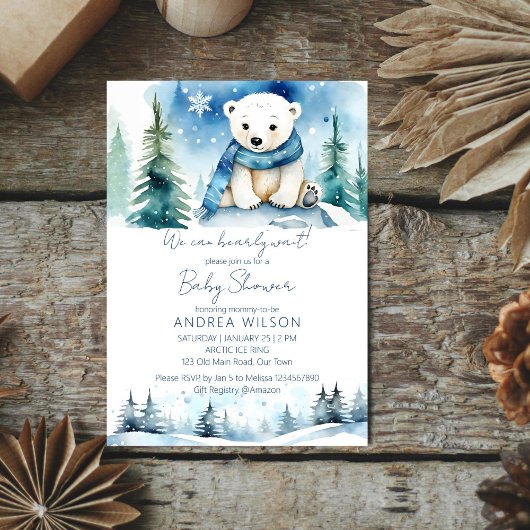 Polar beer winter bearly wacht baby shower kaart