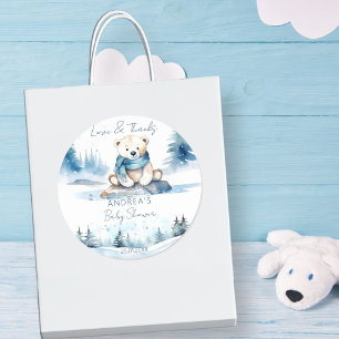 Polar beer winter bearly wacht baby shower ronde sticker