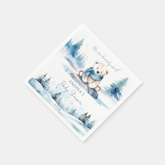 Polar beer winter bearly wachten baby shower sjabl servet (Hoek)