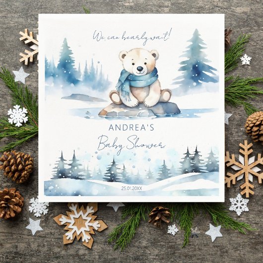 Polar beer winter bearly wachten baby shower sjabl servet