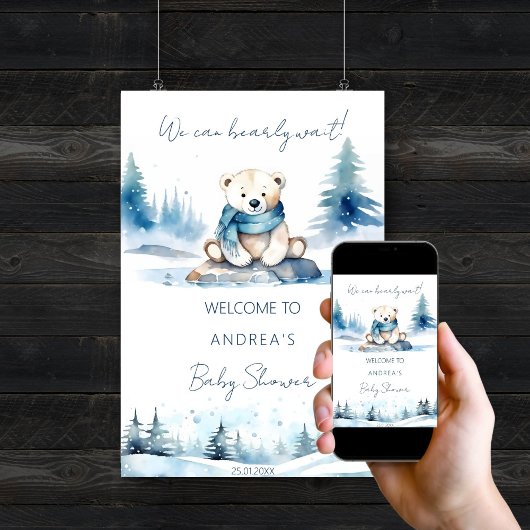 Polar beer winter bearly wachten baby shower welko poster