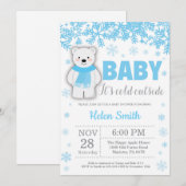 Polar Beer Winter Blue Boy Baby shower Snowflake Kaart (Voorkant / Achterkant)