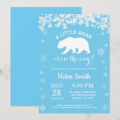 Polar Beer Winter Blue Boy Baby shower Snowflake Kaart (Voorkant / Achterkant)