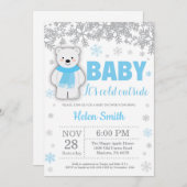 Polar Beer Winter Blue Boy Baby shower Snowflake Kaart (Voorkant / Achterkant)