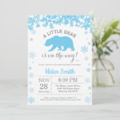 Polar Beer Winter Blue Boy Baby shower Snowflake Kaart (Staand voorkant)
