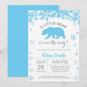Polar Beer Winter Blue Boy Baby shower Snowflake Kaart (Voorkant / Achterkant)