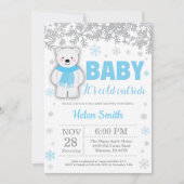 Polar Beer Winter Blue Boy Baby shower Snowflake Kaart (Voorkant)