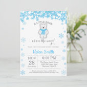 Polar Beer Winter Blue Boy Baby shower Snowflake Kaart (Staand voorkant)