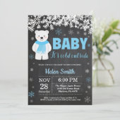Polar Beer Winter Boy Baby shower Chalkboard Kaart (Staand voorkant)