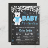 Polar Beer Winter Boy Baby shower Chalkboard Kaart (Voorkant / Achterkant)