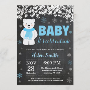 Polar Beer Winter Boy Baby shower Chalkboard Kaart