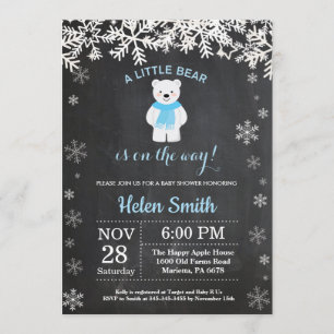 Polar Beer Winter Boy Baby shower Chalkboard Kaart