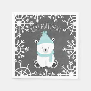 Polar Beer Winter Boy Baby shower Napkins Servet