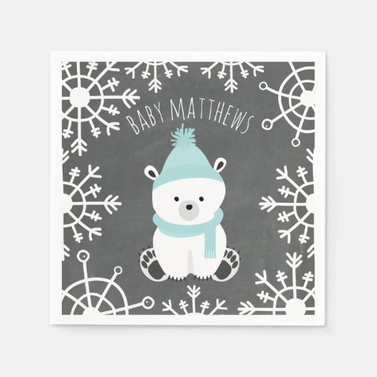Polar Beer Winter Boy Baby shower servetten (Voorkant)