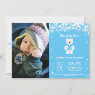 Polar Beer Winter Boy Birthday Foto Kaart