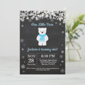 Polar Beer Winter Boy Birthday Uitnodiging (Staand voorkant)