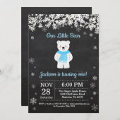 Polar Beer Winter Boy Birthday Uitnodiging (Voorkant / Achterkant)