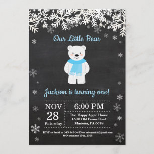 Polar Beer Winter Boy Birthday Uitnodiging