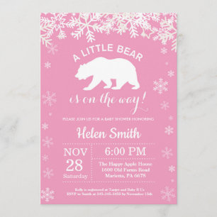 Polar Beer Winter Girl Baby shower Snowflake Kaart