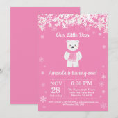 Polar Beer Winter Girl Birthday Kaart (Voorkant / Achterkant)