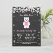 Polar Beer Winter Girl Birthday Kaart (Staand voorkant)