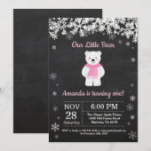 Polar Beer Winter Girl Birthday Kaart (Voorkant / Achterkant)