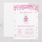 Polar Beer Winter Girl Birthday Kaart (Voorkant / Achterkant)