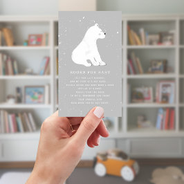 Polar Beer Winter Gray Baby shower Book Request Informatiekaartje
