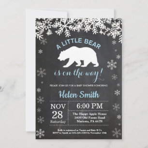 Polar Beer Winter Jongen Baby Shower Krijtbord Kaart