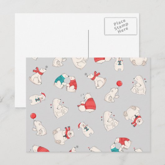Polar Beer Winter Kerstvakantie Illustraties Feestdagenkaart (Voorkant / Achterkant)