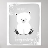 Polar Beer Winter Neutraal grijs Baby shower Poste Poster (Voorkant)