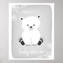 Polar Beer Winter Neutraal grijs Baby shower Poste Poster