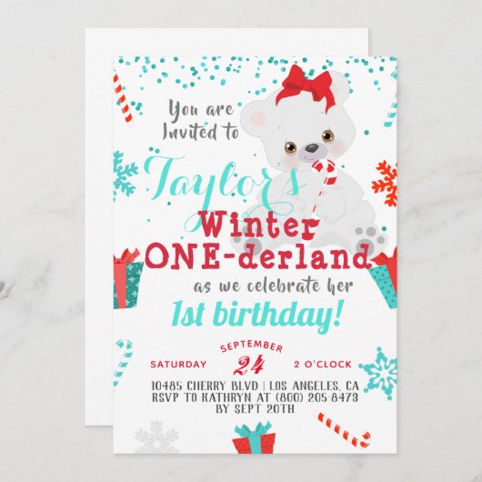 Polar Beer Winter One-derland Verjaardag Kaart (Voorkant / Achterkant)