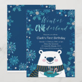 Polar Beer Winter Onederland Birthday Uitnodiging (Voorkant / Achterkant)