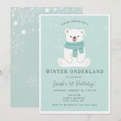 Polar Beer Winter Onederland Blue 1e verjaardag Kaart (Voorkant / Achterkant)