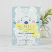 Polar Beer Winter Onederland Blue 1e verjaardag Kaart (Staand voorkant)