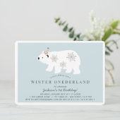 Polar Beer Winter Onederland Blue 1e verjaardag Kaart (Staand voorkant)